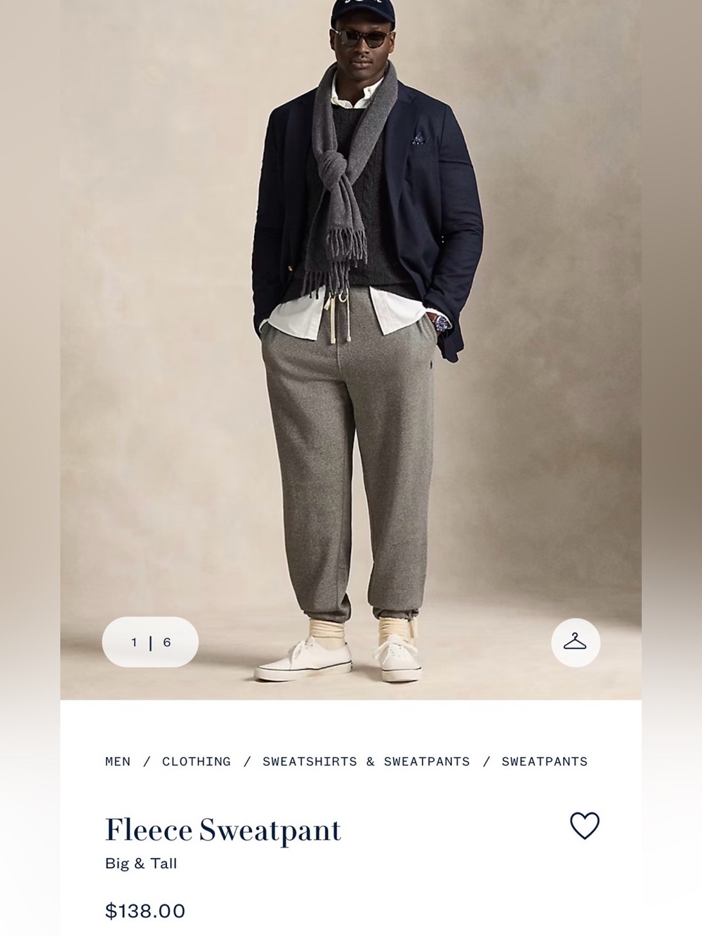 Polo Ralph Lauren Fleece Sweatpant - Ash Gray - Big & Tall